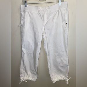 LOFT White Capri Pants with Tie Detail, Size 8